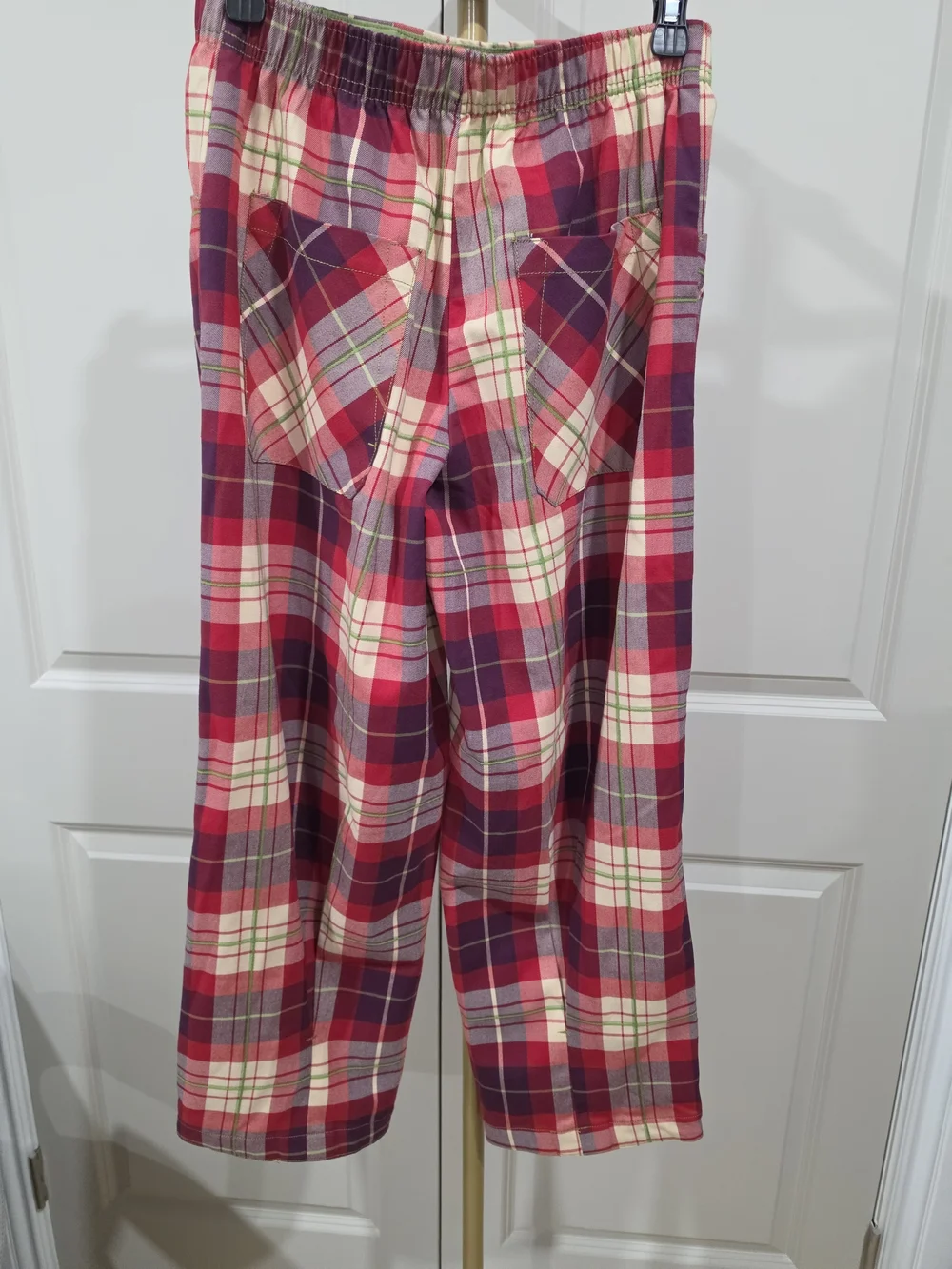 Free People Nice Choice Pull On Trouser Wine Combo-Lantern Plaid XS NWOT